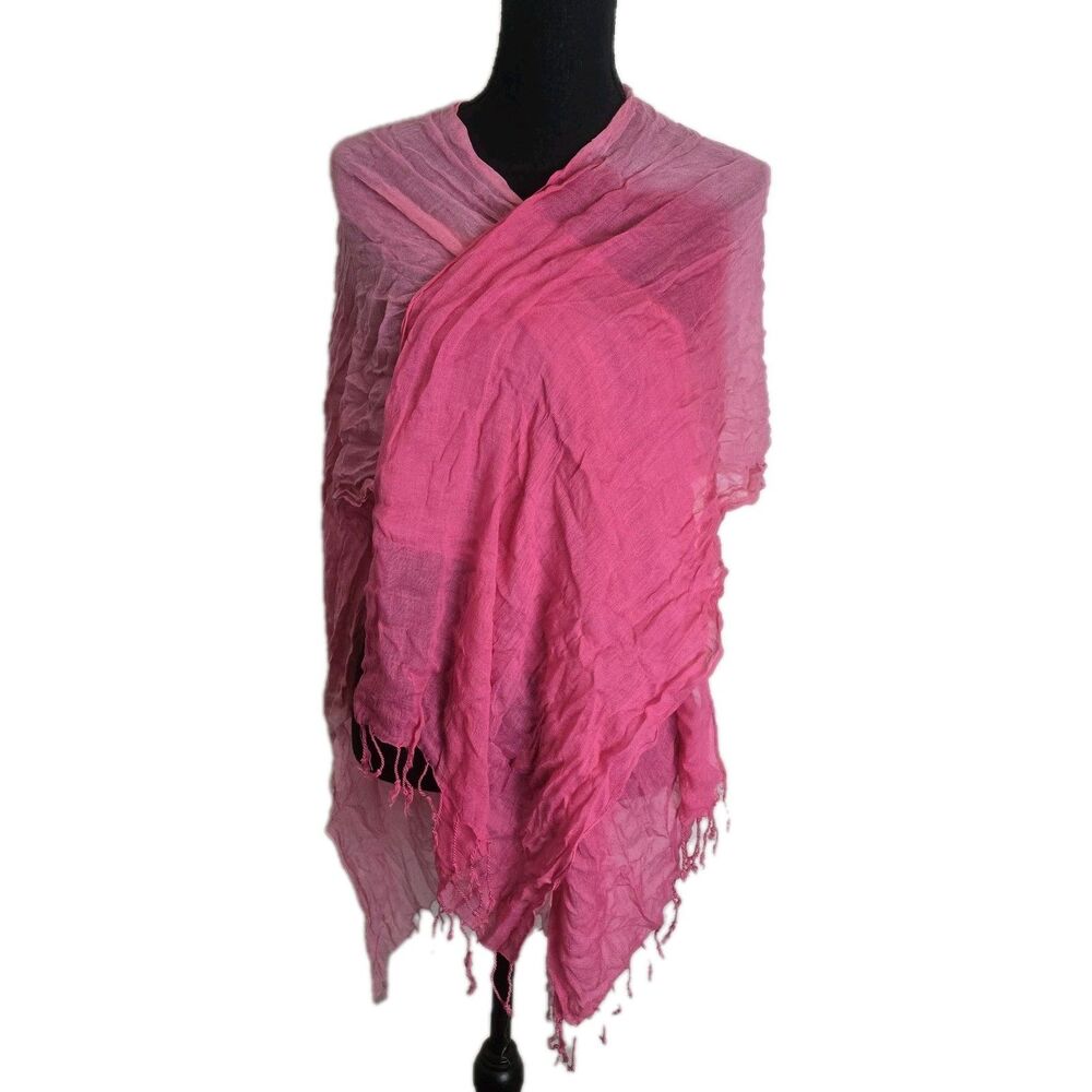 Krazy Kat Shawl Pink Ombre OS Fringe Beachy Boho Festival Coquette
